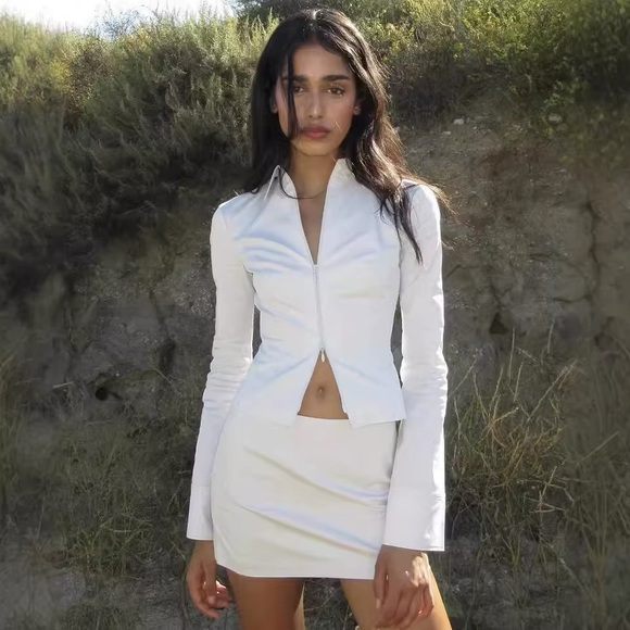 Khy White Poplin Collared Zip Shirt - Picture 3 of 9